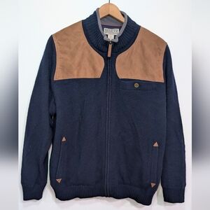 Duluth Trading Men's Navy Shetland Wool Windproof Zip Sweater Jacket Coat XL